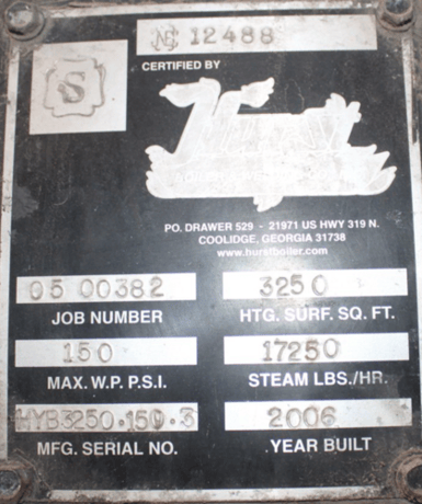 500 HP Hurst, Boiler System, 150 PSI, 3250 sq.ft. heat area, 2006 - Image 3