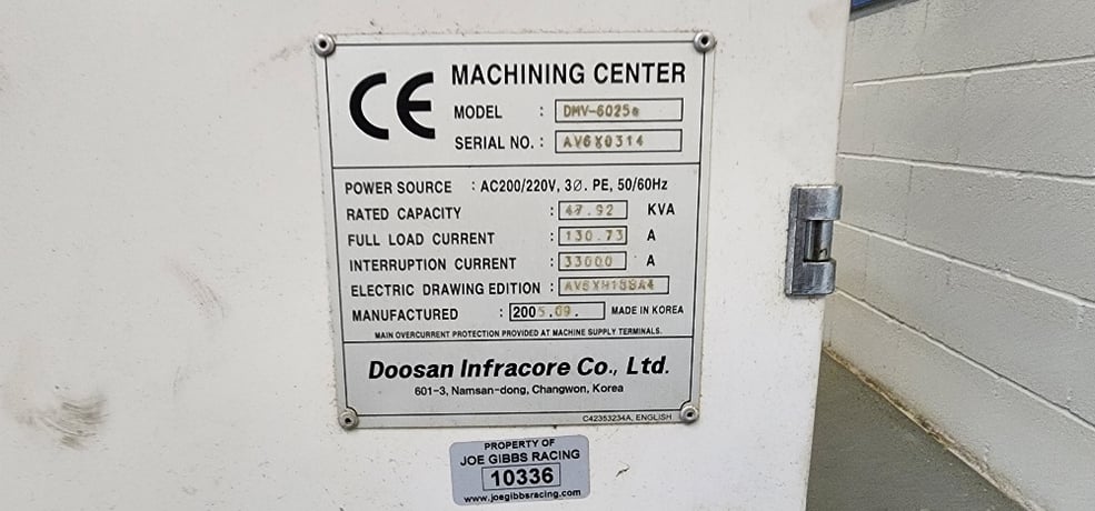 Daewoo Doosan #DMV-6025s, Vertical Machining Center, Fanuc 18iMB Control, 59.8" X, 25.6" Y, 25.6" Z, 28.7" x - Image 1