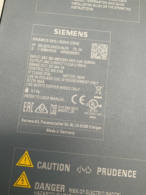 Siemens #6sl3210-5he10-8uf0 s210 servo drive 0.75kw 3ph 480v used - Image 8