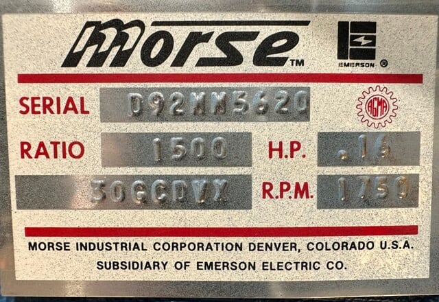 .16 HP @ 1750 RPM, Morse #30GCDVX, gear reducer, 1500.00 :1 ratio - Image 6