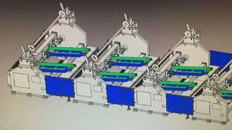 Baosuo #PF-EA-2900, 112" wide slitter rewinder, 3 unwind stands, 350 FPM, 2019 - Image 4