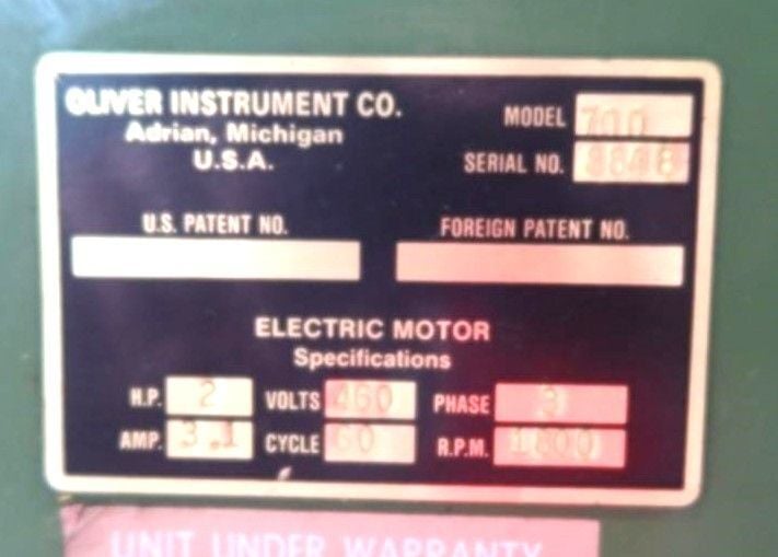 1/2" to 3-1/8" Oliver #700, automatic drill point grinder, 9" x 2" x 5" cup type grinding wheel, 2 HP, 1998 - Image 3