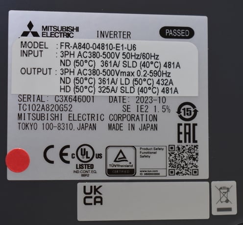 300 HP Mitsubishi, FR-A840-04810-E1-US, variable speed frequency drive inverters, ethernet, never used, 2023 - Image 6