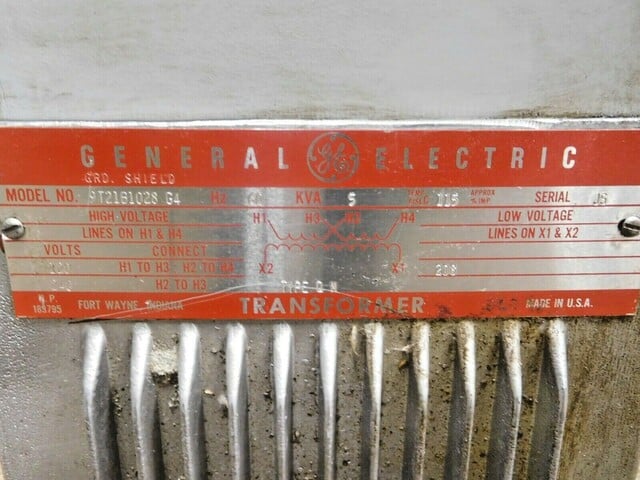 5 KVA 240/120 Primary, 208 Secondary, General Electric 9T21B1028 G4 transformer - Image 7