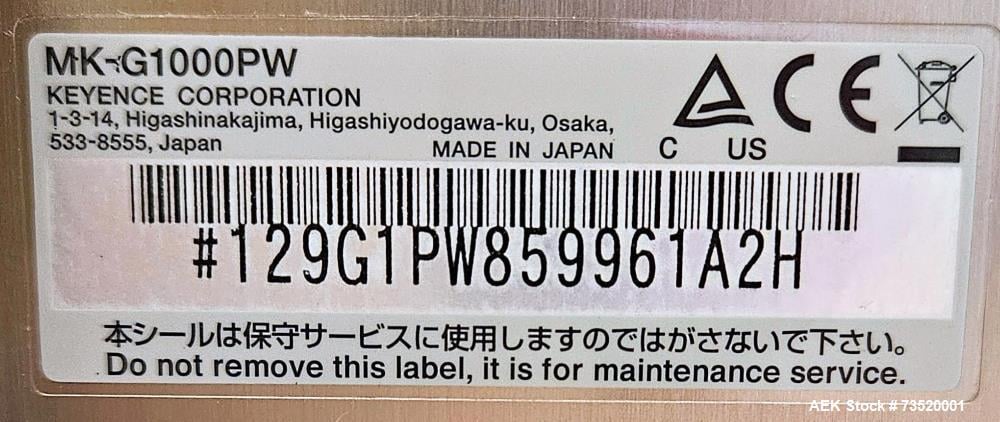 Keyence #MK-G1000PW, Continuous Inkjet Printer, Stainless Steel, Multi-Line, Barcoding, 2,525 characters/sec - Image 4
