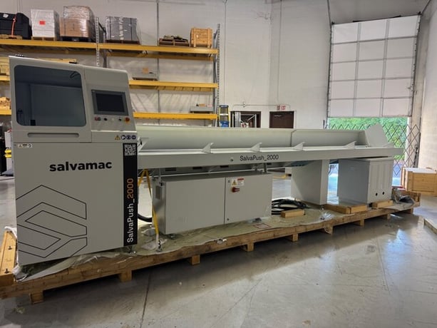 Salvamac #Salvapush-2000, Optimizing Saw, 20" blade, 240/480 V., 3ph, 1.64'-13.45' board L, 296 FPM feed, 2024 - Image 1