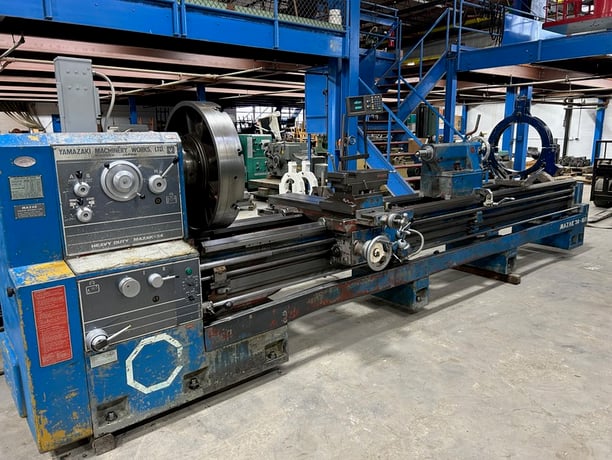34" x 160" Mazak #HD34, engine lathe, 25" swing over cross slide, inch/metric, 4-jaw 31.5" chuck, 20 HP, 1982 - Image 9