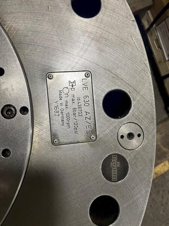 25-1/2" Rohm #LVE630AZ/EZ, 3-jaw extended stroke air chuck, 11" thru hole, 1" jaw stroke - Image 4