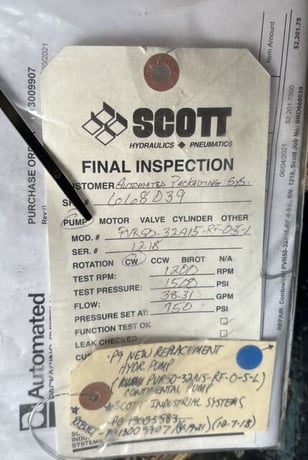 Scott PVR50-32A15-RF-0-5-L, Hydraulic Pump, 1200 RPM, 1500 PSI - Image 2
