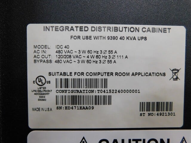 20.0 KVA Eaton 9390-40, uninterruptible power supplies, IDC & battery cabinet, IDC40, 1085, 480 Volts - Image 6