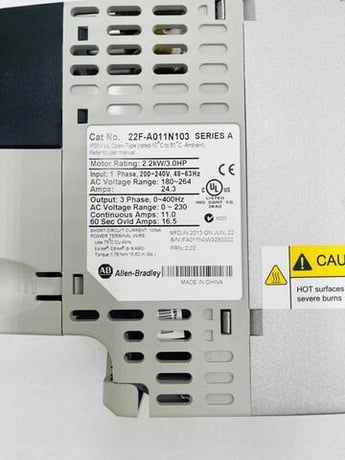 Allen-Bradley Bradley 22F-A011N103 Inverter 1Phase 200-240VAC 2.2KW/3.0HP STOCK 2263 - Image 4