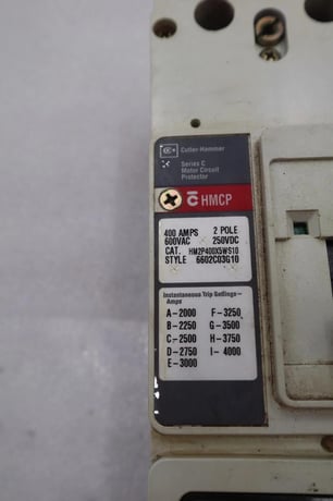 Cutler-hammer hm2p400x5ws10 motor circuit protector series c 600vac stock #3218 - Image 2