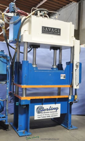 60 Ton, Savage #60HTP, 4-post hyd.blanking trim press, light curtains, PLC, 1992, #A2756 - Image 1
