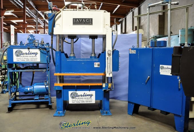 60 Ton, Savage #60HTP, 4-post hyd.blanking trim press, light curtains, PLC, 1992, #A2756 - Image 4