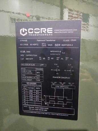 2000 KVA 12470GrdY/7200 Primary, 480Y/277 Secondary, Pad, proCORE - Image 1
