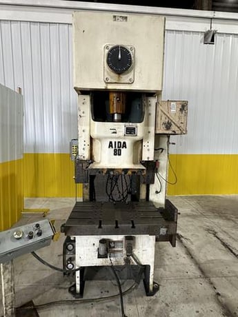 88 Ton, Aida #NC1-80(2), gap frame press, 6.3" stroke, 12.6" Shut Height, 3.15" adj., 40-85 SPM, air clutch & - Image 5