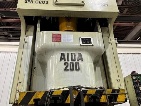 220 Ton, Aida #NC1-200(2), gap frame press, 9.84" stroke, 19.68" Shut Height, 4.33" adj., 57.7" x33" bed - Image 3