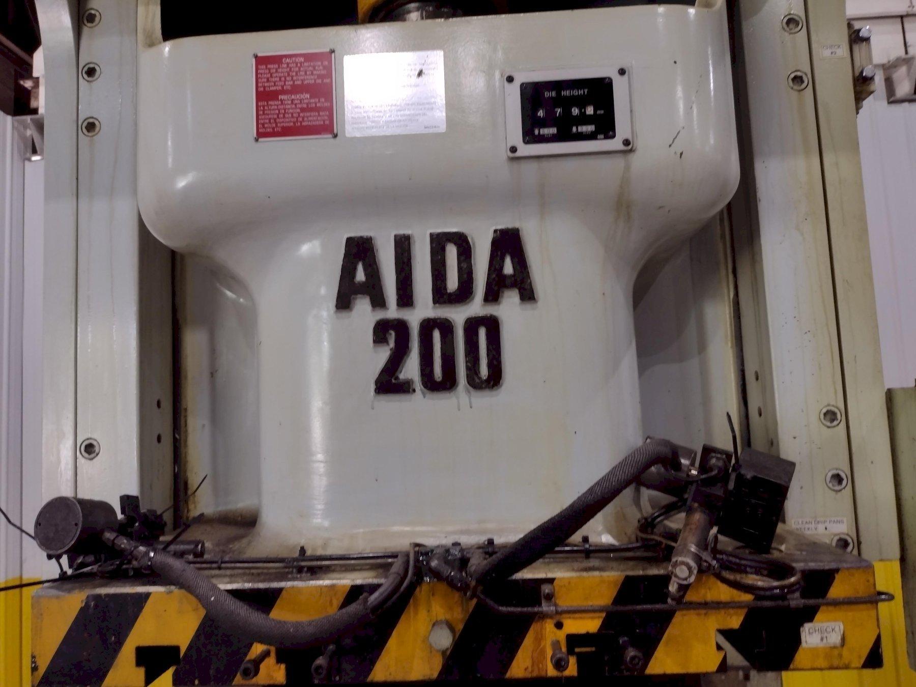 220 Ton, Aida #NC1-200(2), gap frame press, 9.84" stroke, 19.68" Shut Height, 4.33" adj., 57.7" x33" bed - Image 2