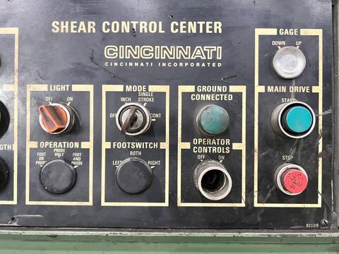 1/2" x 10' Cincinnati #HS500, hydraulic shear, 13 hydraulic holddown, 48" front operated power back gauge - Image 6