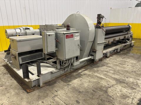 10' x 1/2" Webb #9L-1210, 3-roll initial pinch plate roll, 12" roll diameter, 6-12 FPM, air drop end, powered - Image 1