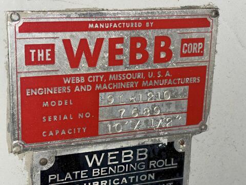 10' x 1/2" Webb #9L-1210, 3-roll initial pinch plate roll, 12" roll diameter, 6-12 FPM, air drop end, powered - Image 2