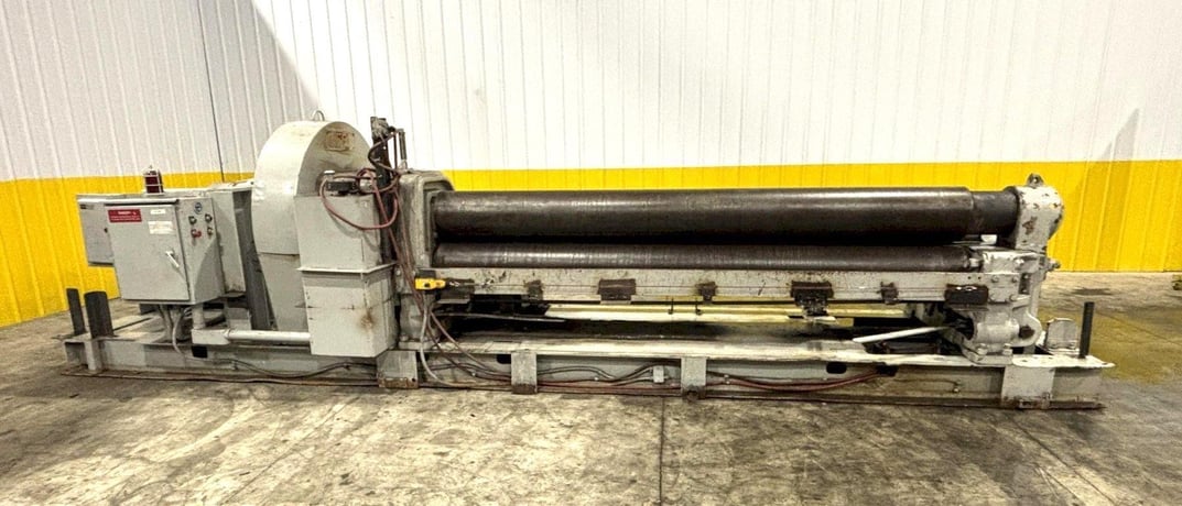 10' x 1/2" Webb #9L-1210, 3-roll initial pinch plate roll, 12" roll diameter, 6-12 FPM, air drop end, powered - Image 3