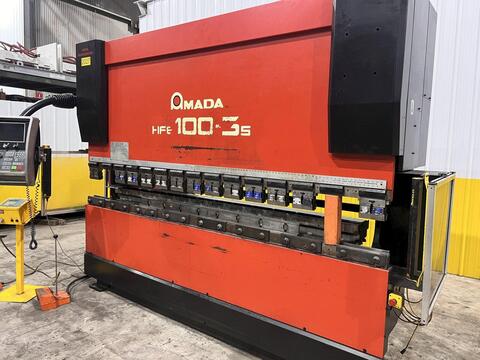 110 Ton, Amada #HFE100-3S, CNC hydraulic press brake, 10' overall, 106" between housing, 7.8" stroke, 16.5" - Image 4