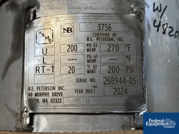 4" x 5' BE Peterson Distillation Column Reboiler Unit, 316 Stainless Steel, 200 psi, 270°F, 2024 - Image 4