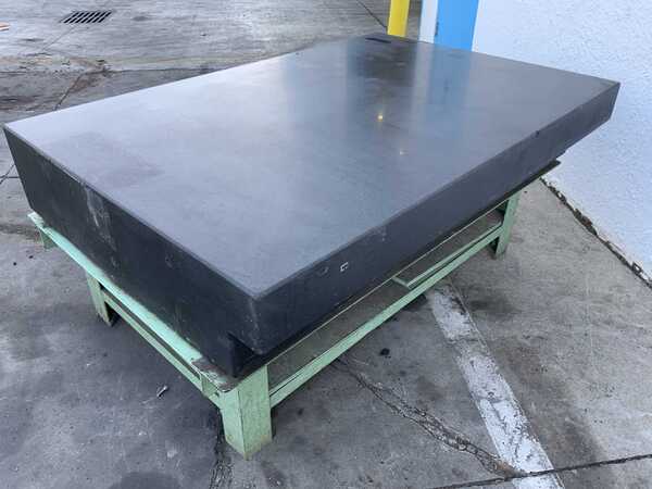 48" x 72" x 12" George Scherr, black granite surface plate, ledges on 2 sides, mounted on fabricated base - Image 2