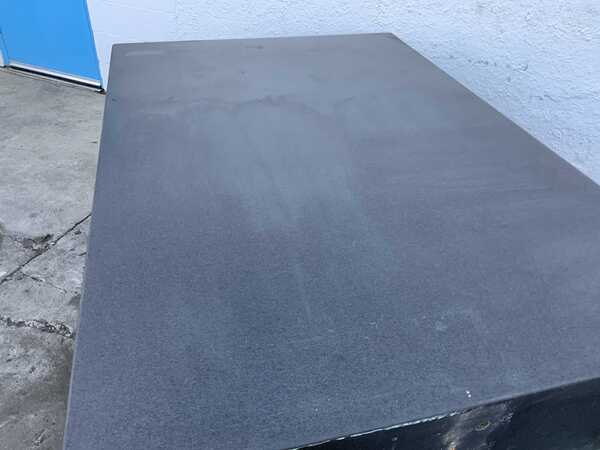 48" x 72" x 12" George Scherr, black granite surface plate, ledges on 2 sides, mounted on fabricated base - Image 5