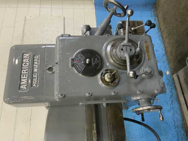 3' -11" American, radial arm drill, 36" x 46" dual base, power elevation/column clamping, 5 HP - Image 7