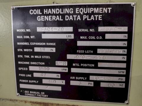 8000 lb. CWP #SFAC4-20, Space-Saver Automatic Coil Feed Line, 18" width x 60" outside dimension Coil, 20" - Image 5