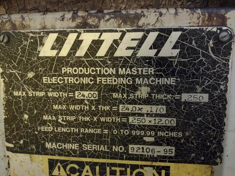6000 lb. Littell, Servo Coil Feed Line, 24" width x 60" diameter Coil, 24" width x 0.25" thick Feeder - Image 3