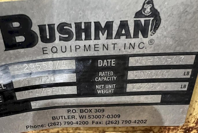 53 Ton, Bushman #MT-420, Telescoping Magnetic Lifting Spreader Beam w/Ohio Magnetics Diesel Generator - Image 4