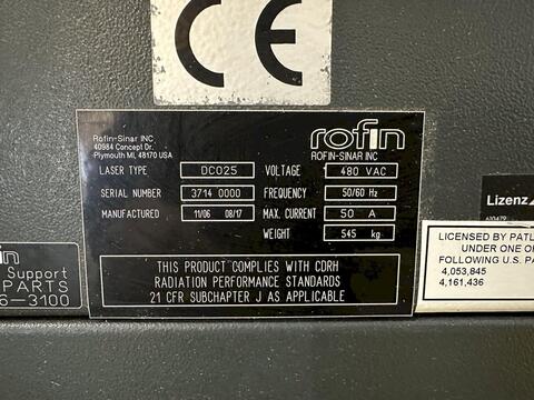 Rofin #DC025, Laser w/Power Processing Unit, 2500 Watts, 50 Amps, 480 VAC, 2017 - Image 2
