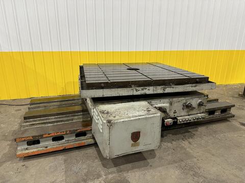 72" x 72" Giddings & Lewis, T-Slotted Powered Rotary Table, w/72" Powered Infeed Slide, 12000 lbs. capacity - Image 1