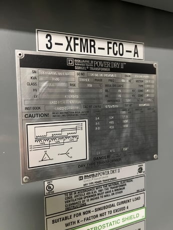 1500 KVA 480 Delta Primary, 415Y/240 Secondary, Dry Type Transformer (504,480,456) - Image 1