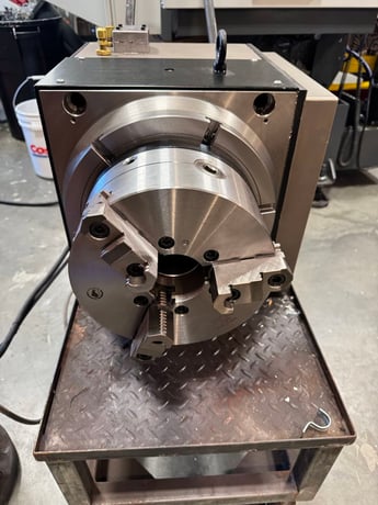 Haas #HRT-310SP, rotary table, 12.2" diameter table, 9" center height, 115 VAC, 150 psi, 8" chuck, 3-jaw - Image 2