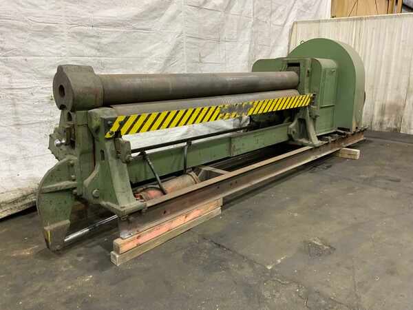 10' x 1/2" Bertsch #9, plate bending rolls, 13" roll diameter, air drop end, geared adjustment rear roll - Image 1