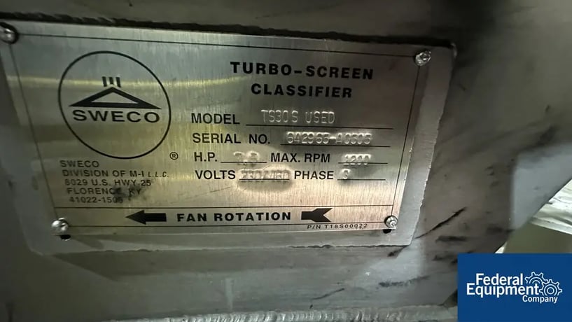 Sweco #TS-30, Turbo-Screen Classifier, Stainless Steel, 7.5 HP, 30", 230/460 V. - Image 2