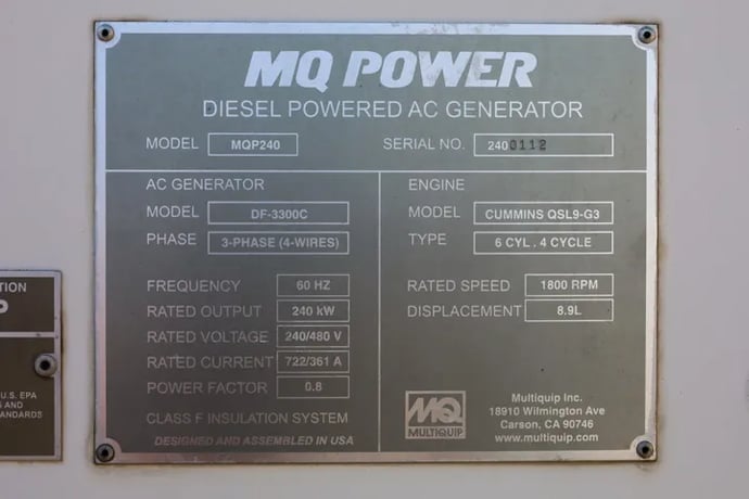 240 KW Multiquip #QSL9-G3, diesel generator, trailer, sound attenuated enclosure, voltage selector switch, 11 - Image 6