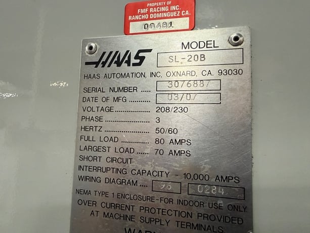 Haas #SL-20T, CNC Lathe, 20" swing, 8" chuck, 2.5" bar, 4000 RPM, 30 HP, 10 station, MistBuster, 208/220 V. - Image 6