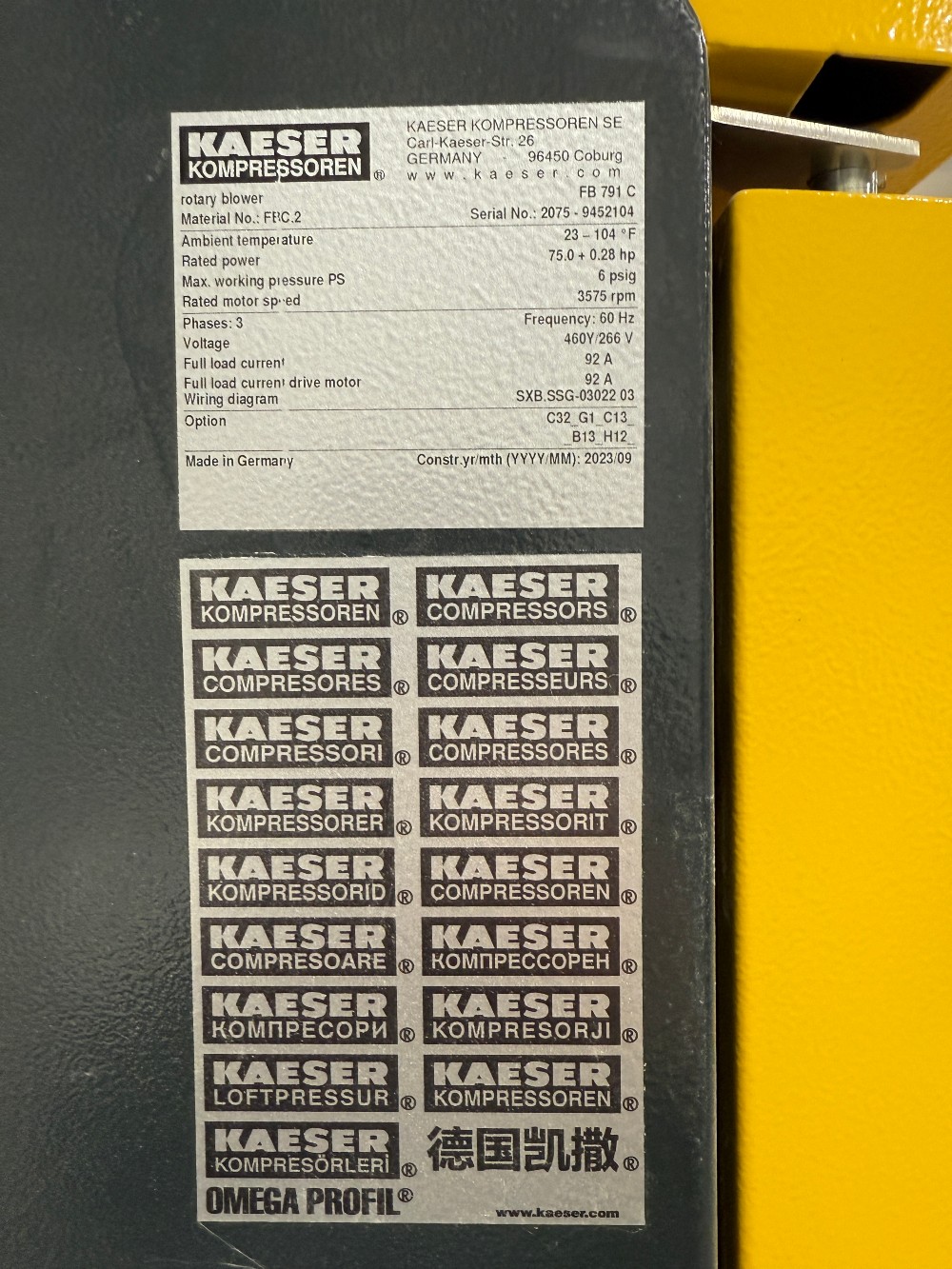 Kaeser Omega #FB790C, centrifugal blower with full enclosure Plus package, brand new - Image 9