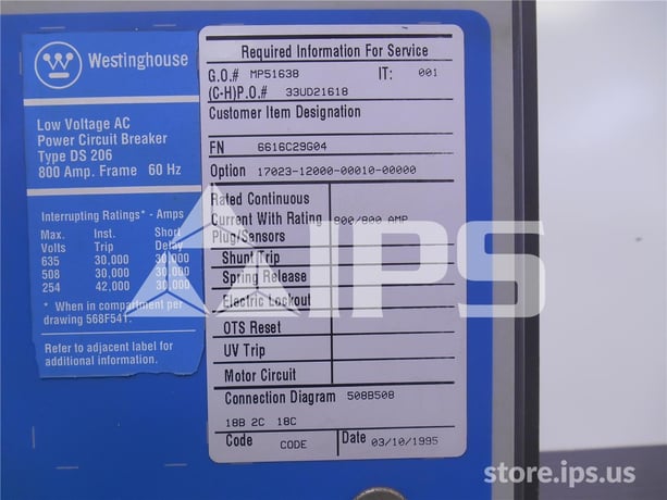 800 Amps WH Ds-206 Mo/do 800 Amps Ct - Image 2