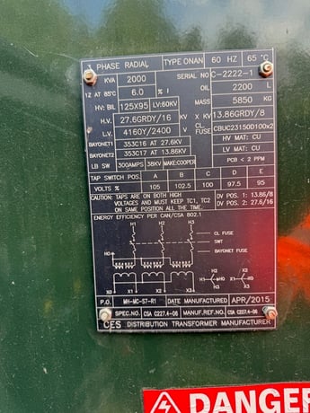 2000 KVA 27600Wye/13800 Primary, 4160/2400 Secondary, CES, padmount transformer, dead front radial feed, 2015 - Image 5