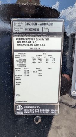 150 KW Cummins #C150D6R, 7992 hours, 2013 - Image 10