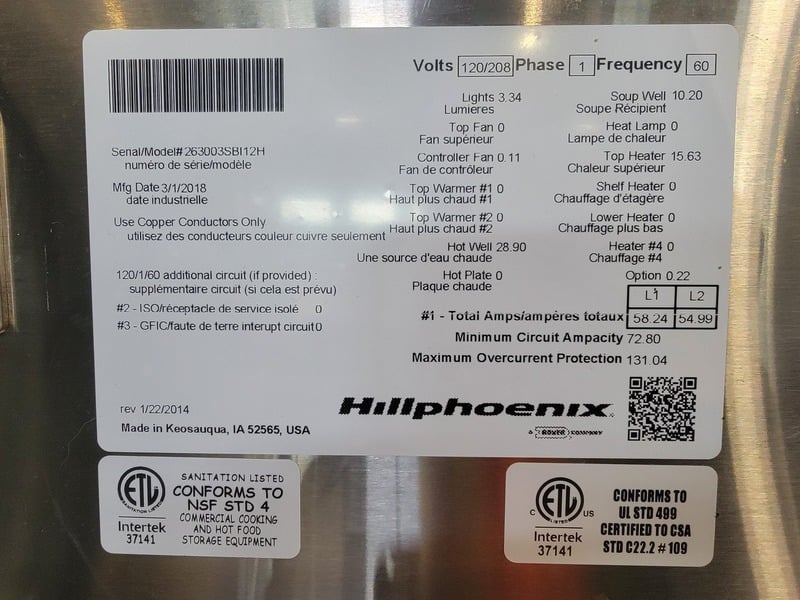 Hillphoenix #SBI12H, well soup case, 120/208 V., 1 phase, 2018 - Image 2