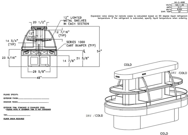 Barker #HV408RI, self service open multi-deck island merchandiser, R507 refrigerant, 18400 BTUH, 2011 - Image 10