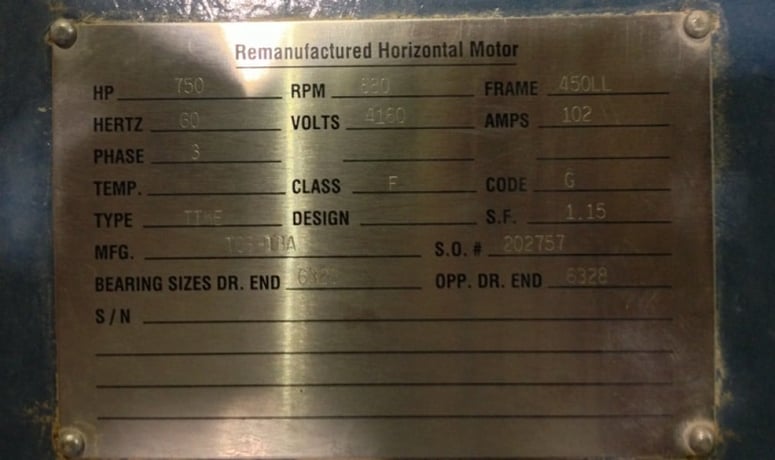 800 HP 900 RPM Toshiba, Frame 450LL, ODP, BB, rebuilt, 4160 Volts - Image 1