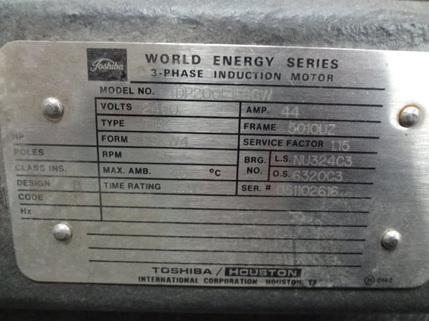 200 HP 1800 RPM Toshiba, Frame 5010UZ, TEFC, BB, unused, 2400 Volts - Image 2